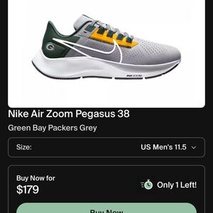 Nike Air Zoom Pegasus 38 Gray and Green Sneakers